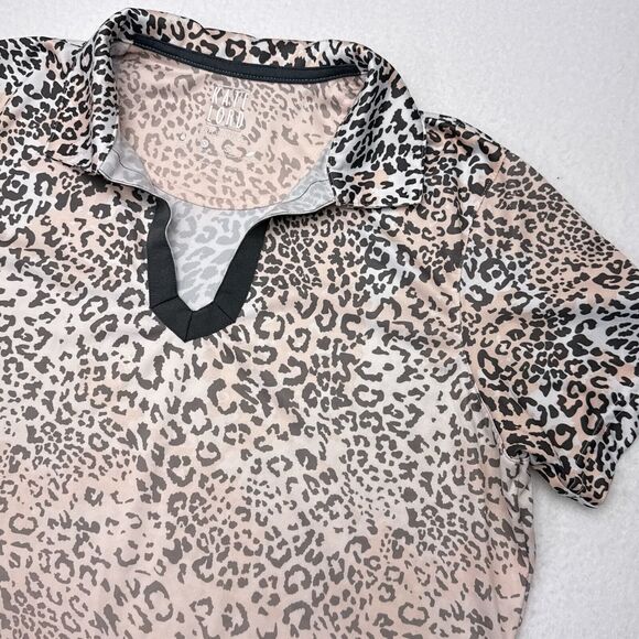 Kate‎ Lord Golf Top Size Large Pink Leopard Print Tennis Saddlebrook Resort Polo - Picture 3 of 11